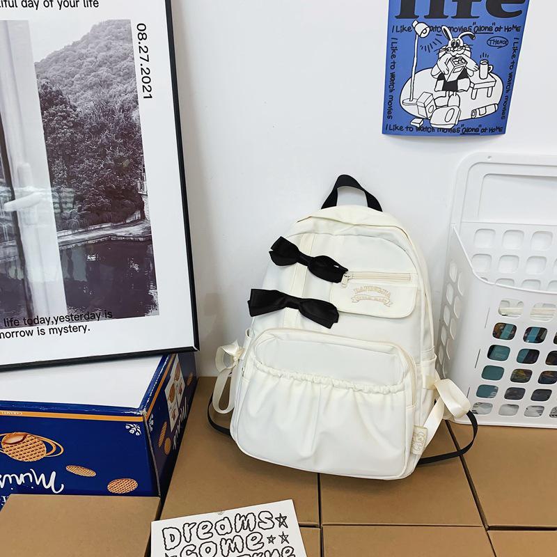 

Японский милый рюкзак с бантом для девочек - Идеально подходит для учениц средней и старшей школы, молочно-белый цвет, высокая ценность белый