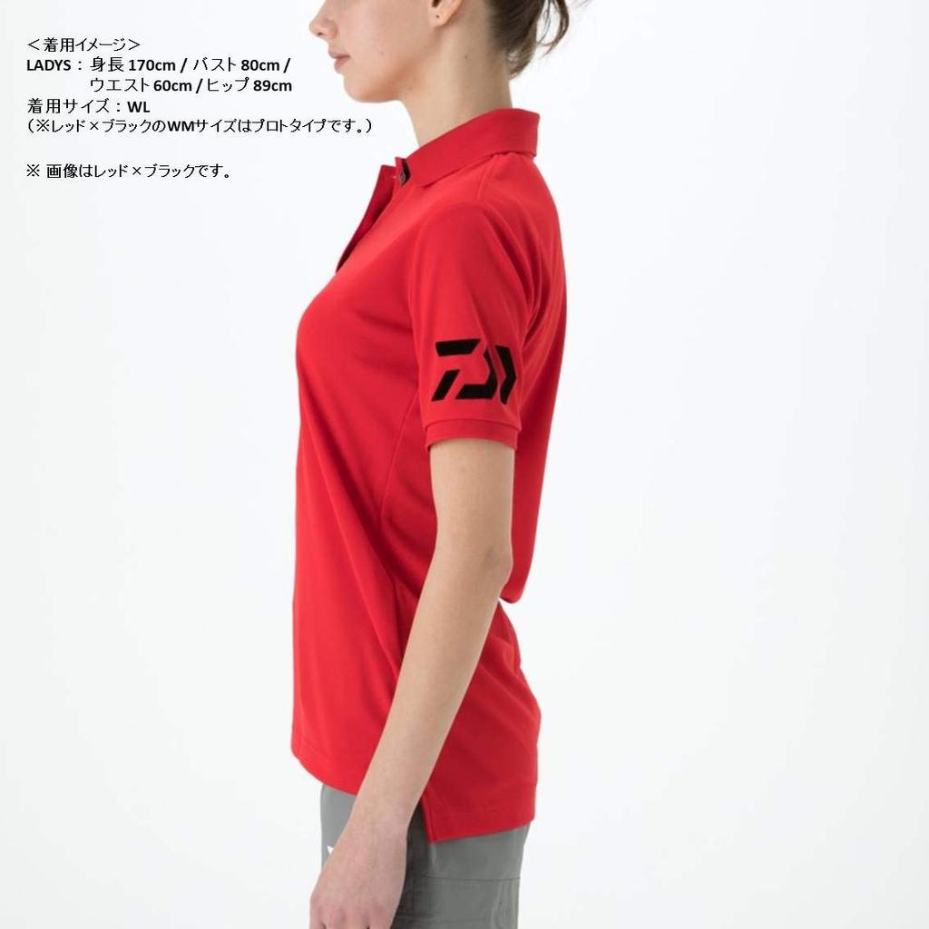Daiwa (DAIWA) Short Sleeve Polo Shirt, White x Red, Size 120, DE-7906