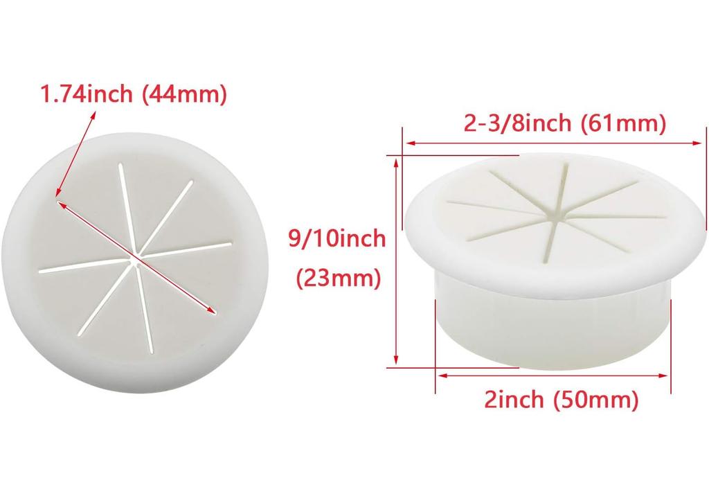 2 Pack 2 Inch 50mm White Desk Cable Hole Cover Office Computer Desk Cable Grommet for Cable Management