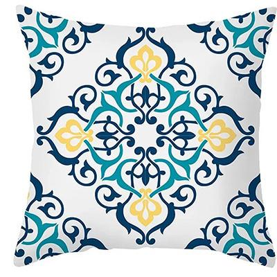 Home Decor Exquisite Blue-Yellow Patterned Throw Pillow Covers Pattern Cushion Cover Suitable For Sofa Bedroom Car Pillow Cover