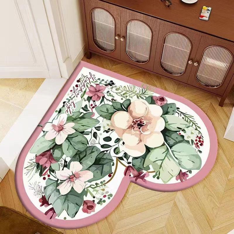 Love Shaped Entrance Door Mat Household Bathroom Entrance Non Slip Mat Decorative Floor Mat