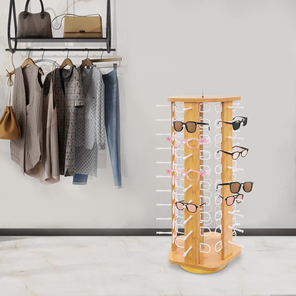 Spinning Eyeglass Display Stand, Holds 50 Pairs of Sunglasses, Countertop Organizer, Multi-Tier Eyewear Rack for Retail Stores