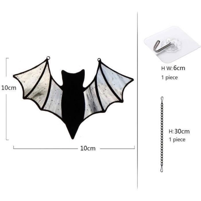 Décorations chauves-souris - AIMOONSA - Lot de 10 - Acrylique noir - Suspension fenêtre - Intérieur & extérieur