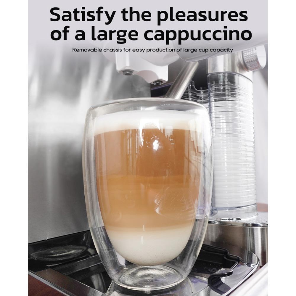 Máquina de Espresso Semi-Automática HiBREW H13A 20Bar de Alta Pressão com Duplo Caldeira, Tanque de Leite Removível, Sistema de Espuma de Leite Automático One-Touch.