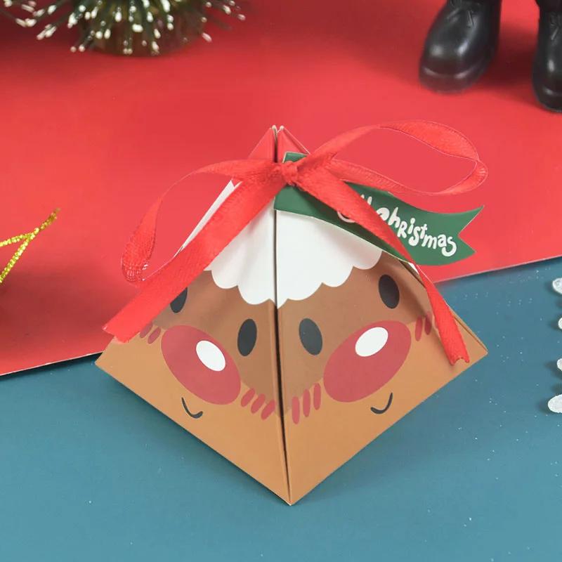 10pcs Christmas Kraft Paper Boxes Santa Claus Chocolate Candy Packaging Box Kids Favor Xmas Gift 2023 Happy New Year Party Decor