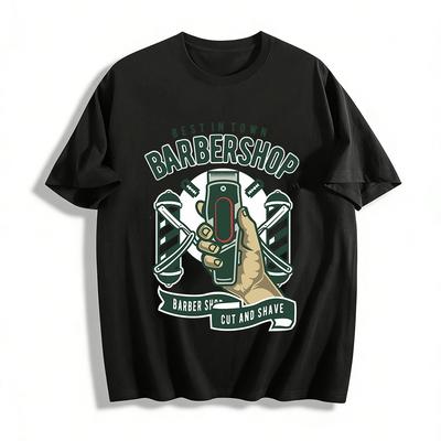Best In Town Barbershop Print Casual Tee For Men Pure Cotton T-shirt