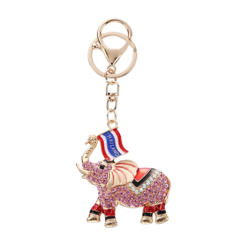 Fashion Rhinestone Elephant Keychains Cute Animal Keyrings Car Key Chain Women Bag Charm Pendant Jewelry