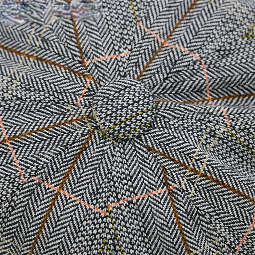 Schiebermütze für Herren Fischgrät Khaki Damen Britischer Stil Baskenmütze Frühling Achteckig Vintage Verstellbar Karierte Hüte und Kappen