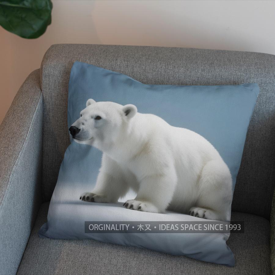 2D Polar Bear Design Cushion For Cozy Decor Pattern Cushion Cover Suitable For Sofa Bedroom Car Pillow Cover