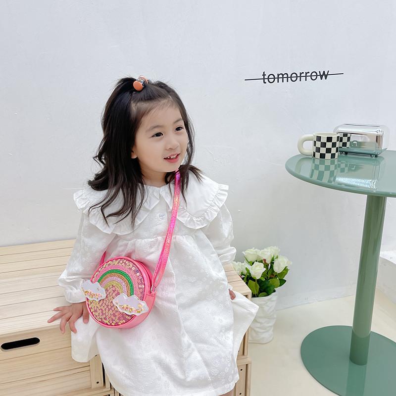 Adorable Rainbow Crossbody Bag For Girls Fashionable Princess Style With Zipper Closure