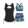 Set da Nuoto da Donna 3 Pezzi con Controllo Pancia, Include Top da Bagno con Reggiseno e Pantaloncini per Adolescenti