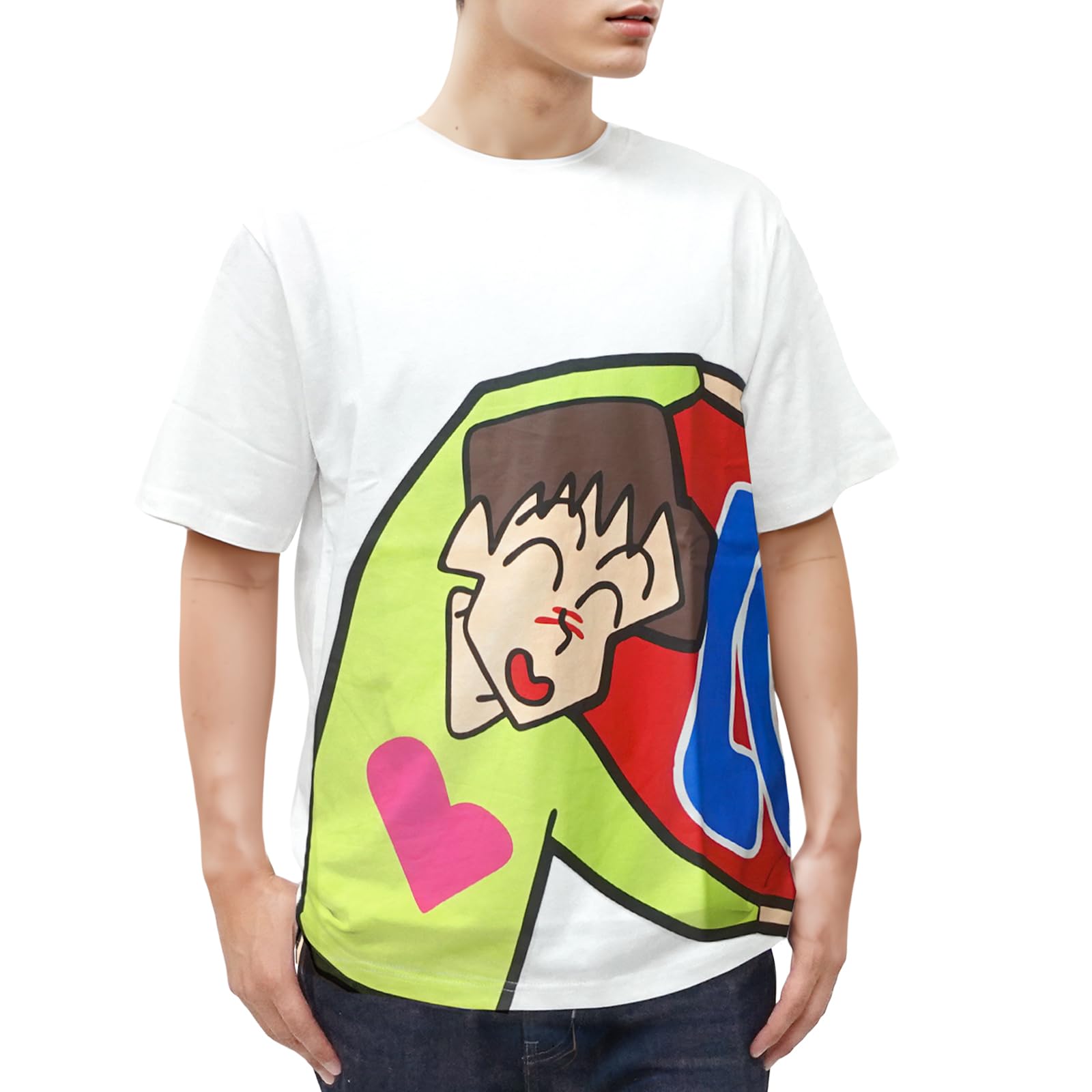 

Футболка мужская Yoshirin LOVE Pair Matching Mitchy Character Goods с коротким рукавом белого цвета M [Crayon Shinchan] белый