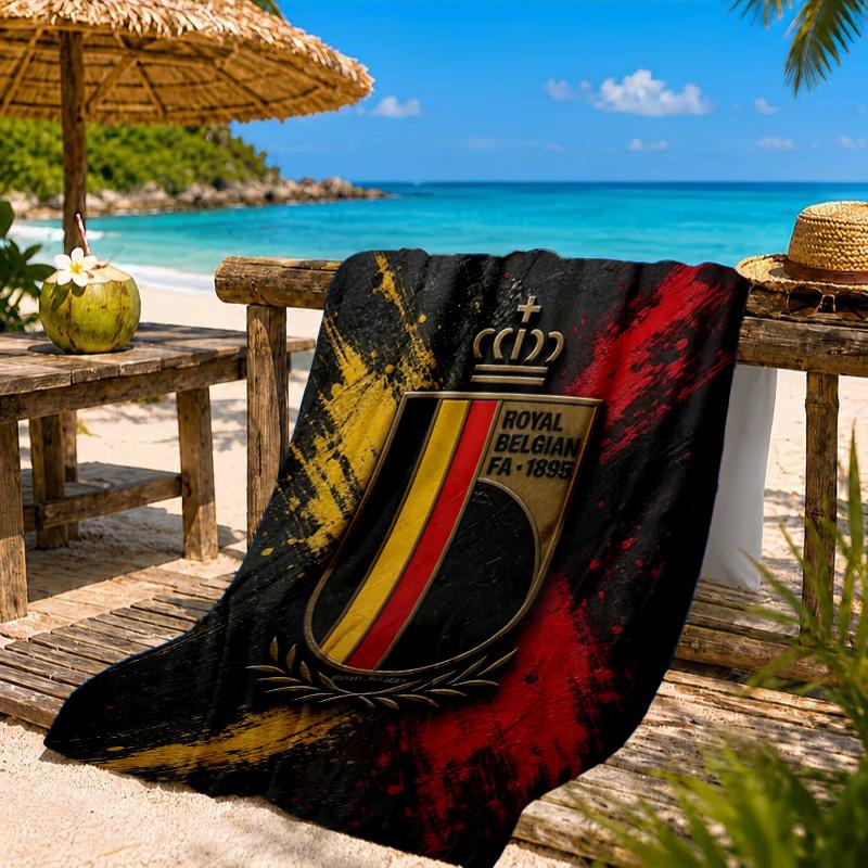 Belgian Football Association Emblem Beach Towel, Quick-drying, Easy to Care for, Suitable for Both Fitness and Beach Vacations,Sports Essential