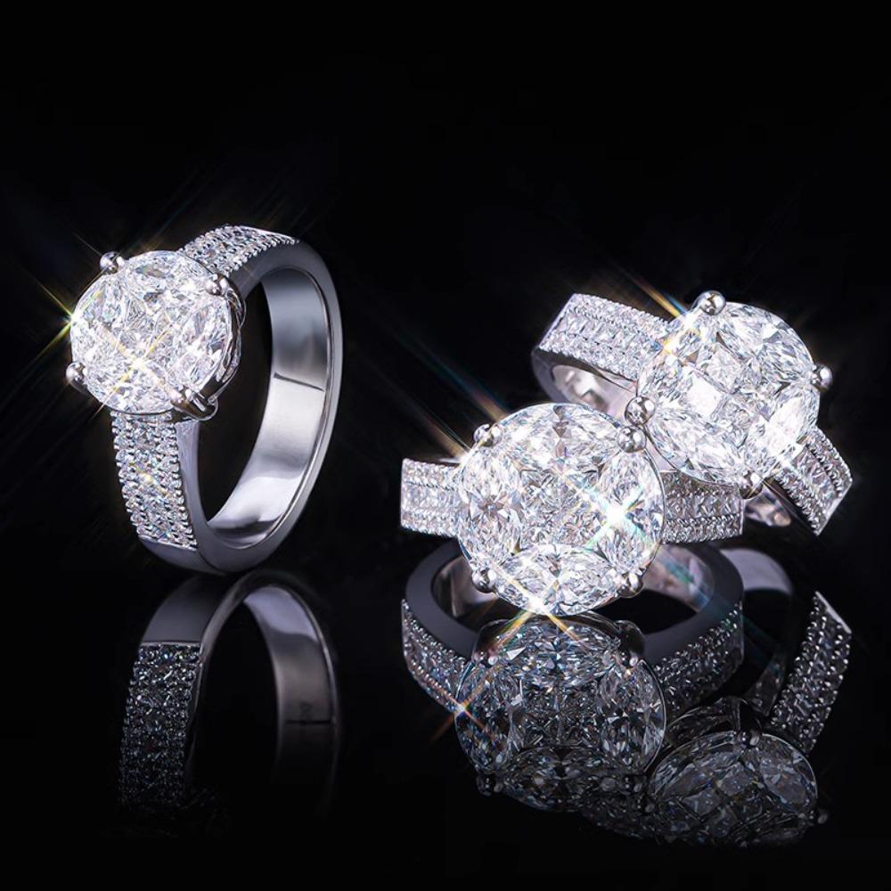 Prinzessin Quadrat Simulierter Diamantring für Damen Voll Pavé Braut Ehering mit Nahtloser Fassung