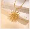 Dainty Sunburst Coin Pendant Necklace, Stainless Steel 18K PVD Gold Plated Waterproof Tarnish Free Celestial Layering Jewelry