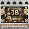 2D Luxury Gold Frame 18th Happy Birthday Photography Backdrop Banner