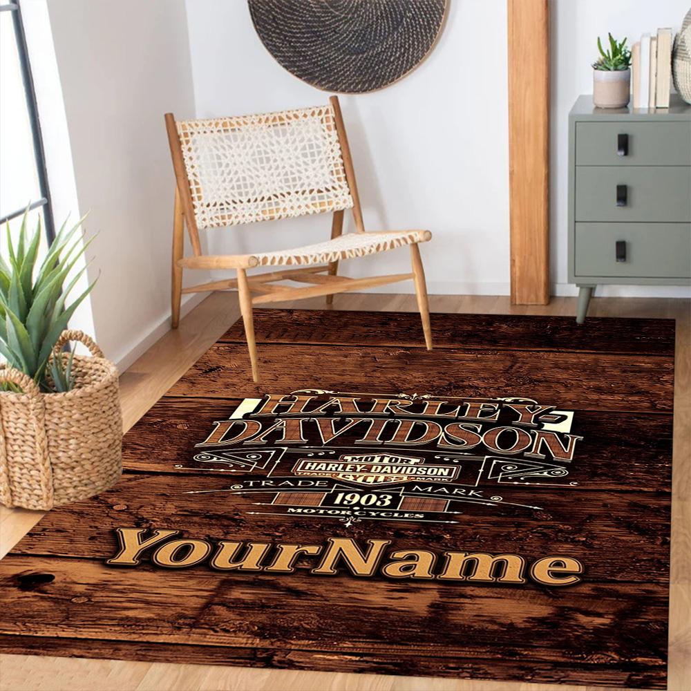Harley-davidson Motorcycles Personalized Name Floor Mat Suitable for Dormitory Balcony Entryway Foyer Anti-slip Rug Office Home Decor
