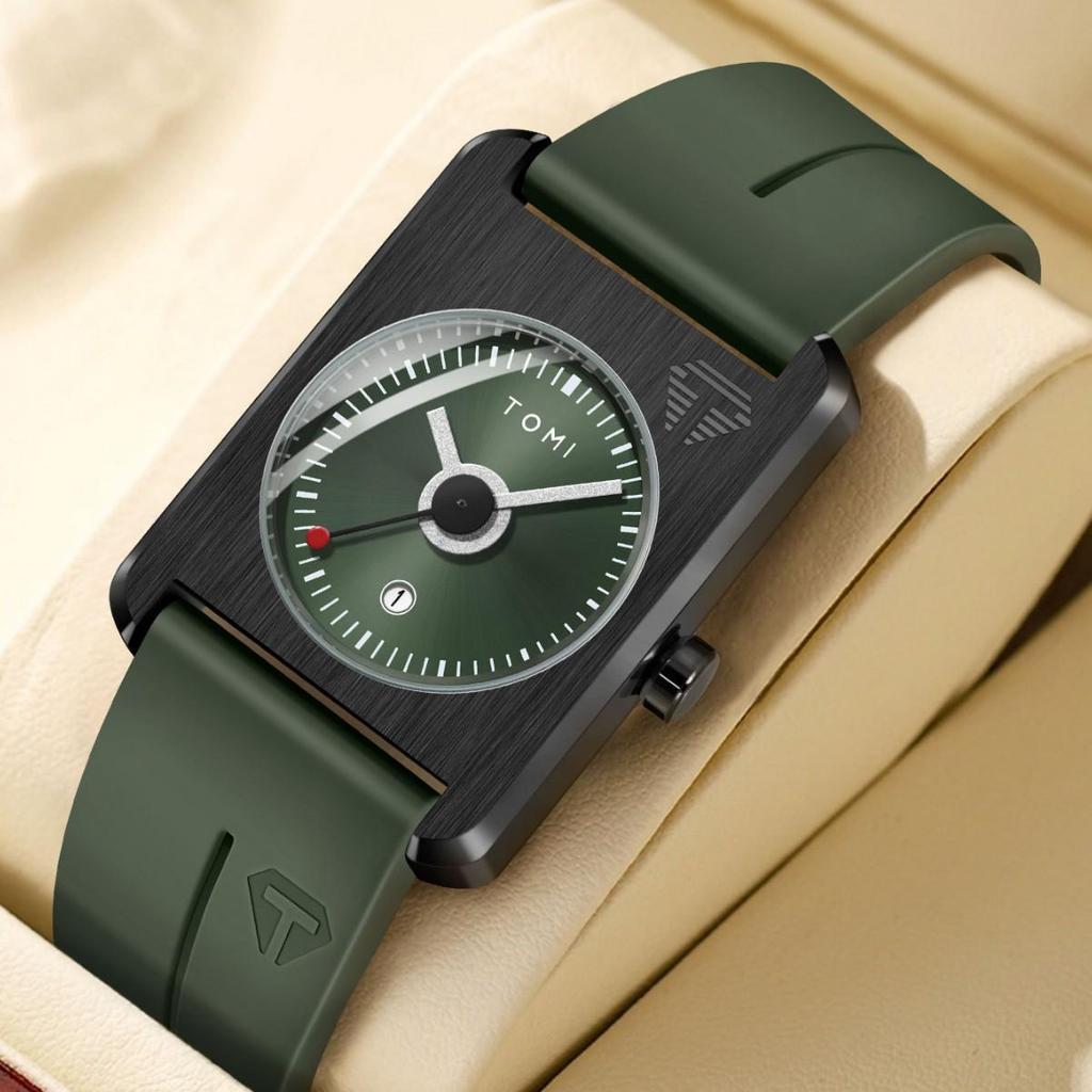 TOMI Square Calendar Watch - Korean Style Student Strap Watch