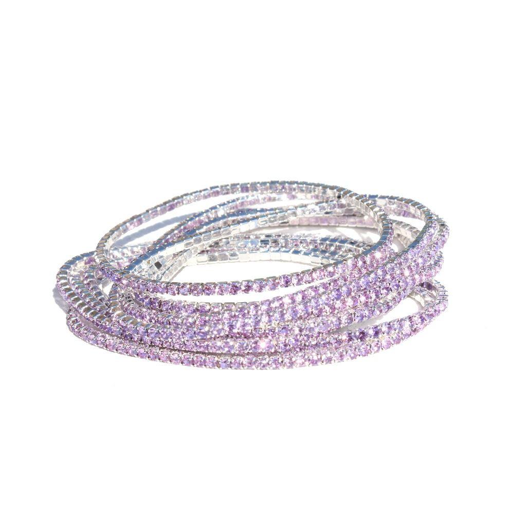 Iced Out Elastic Crystal Bracelet Jewelry Colored Bangle Fashion Single Rhinestone Bracelet  Boy