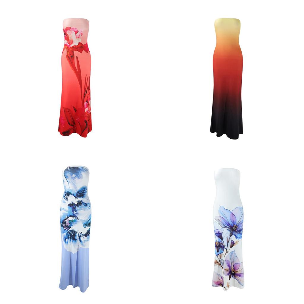 Sommerliches florales trägerloses Bodycon-Kleid aus Milchseide für lässigen Chic mit rückenfreiem Design