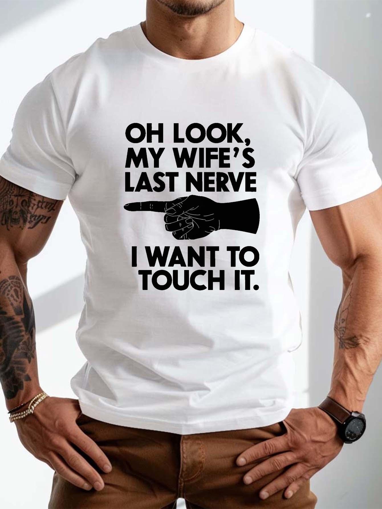

A Plus Size Men s T-shirt with The Wife s Last Nerve Pattern Print Casual T-shirt Summer Woven Fabric -suitable for Daily W... S разноцветный
