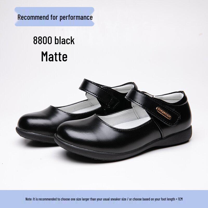 Black Genuine Leather Children's Performance Shoes - Little Princess Campus Style