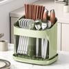 Divided Chopstick and Cutlery Drainer Organizer