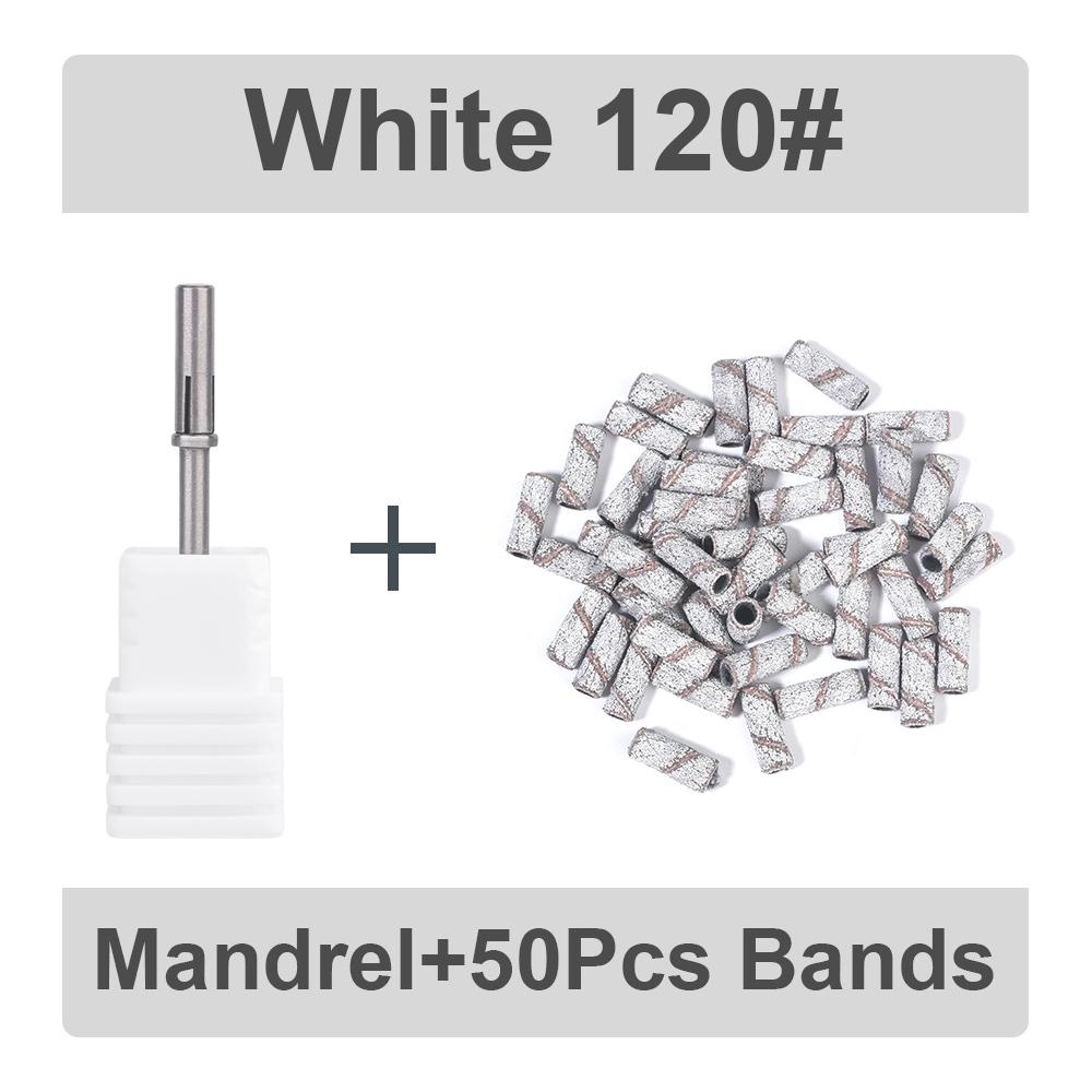 50Pcs 3MM Mini Nail Sanding Bands With Shaft 3/32" Nail Drill Bits Sand Bands Dead Skin Calluses Nail Gel Remove Nail Tool Set