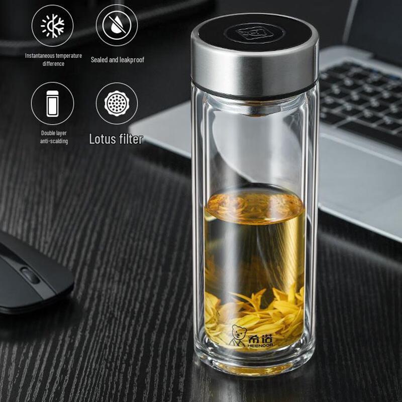 Double-Wall Borosilicate Glass Tea Infuser Tumbler
