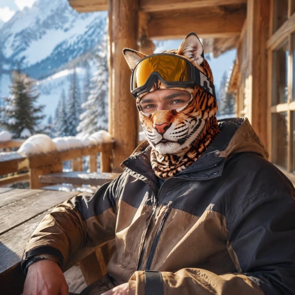 Soft Elastic Fabric Animal Face Ski Mask Vivid Animal Prints Animal Prints Mask  Outdoor Activities