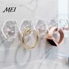 Wall Storage Hooks Acrylic Adhesive Hooks, Hexagonal Wave Shape, No Drilling Easy Transparent Installation Hook, Modern Style Clear for Bathroom