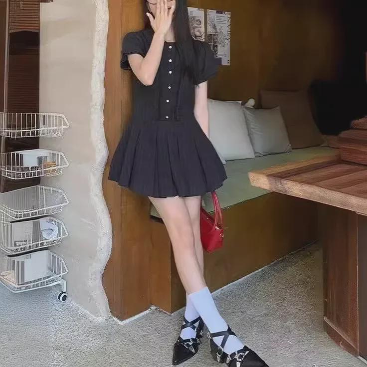 2024 Women's Summer White College-Style Short-Sleeved Dress