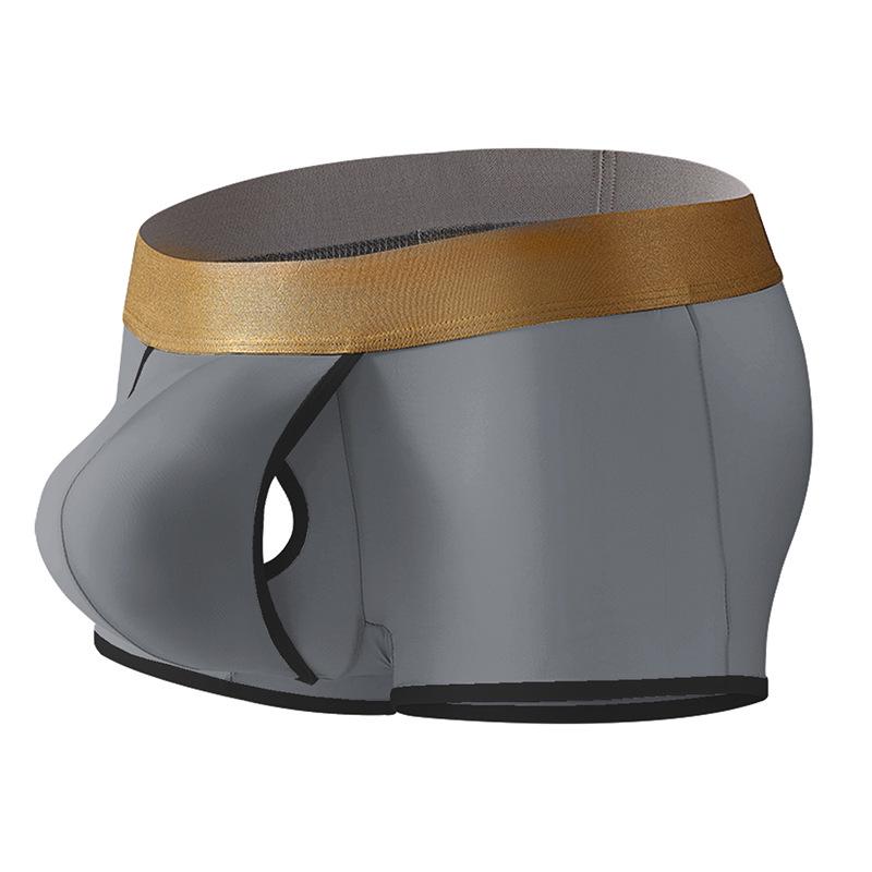 Men's Ice Silk Boxer Briefs - Mid-Waist, Solid Color, Breathable, Quick-Dry, Sexy Trunks