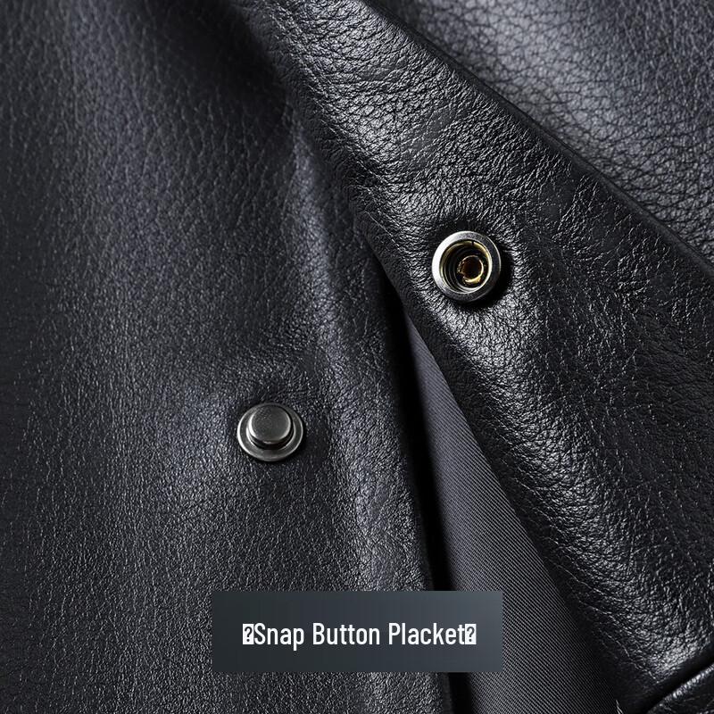 Futing Men's Lychee Grain Sheepskin Mid-Length Leather Jacket