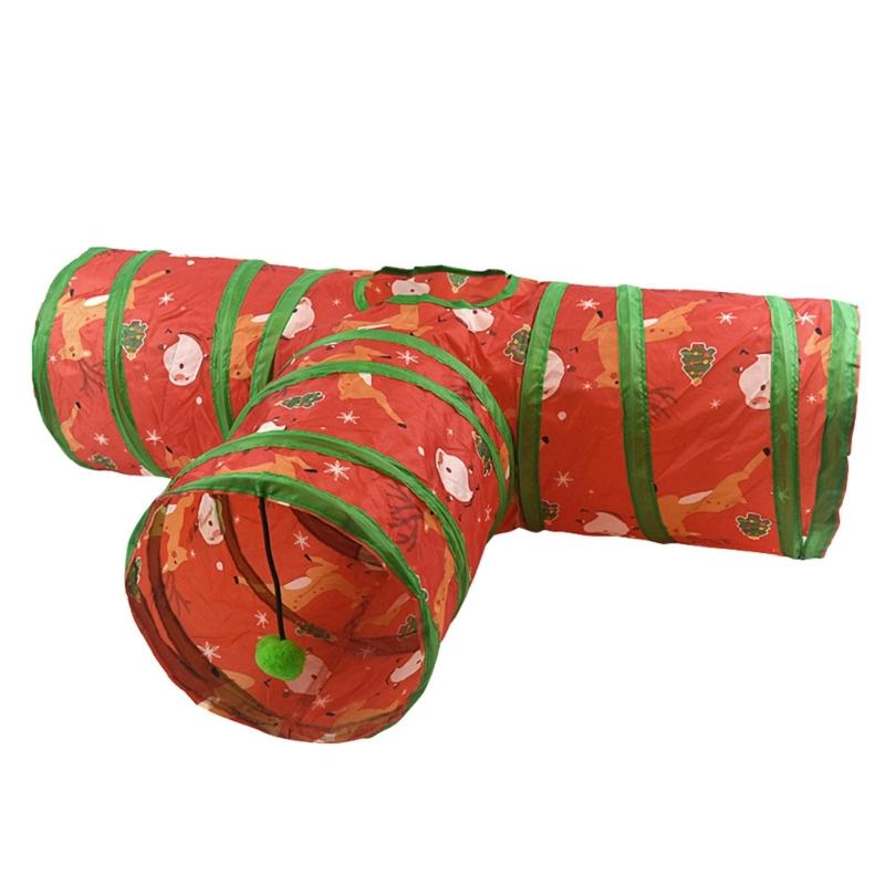 Christmas Cats Play Tunnel Toy Cats Play Tent Hideaways Tube Pet Entertainment Playtent Pet Interaction Tube Playtent Toy