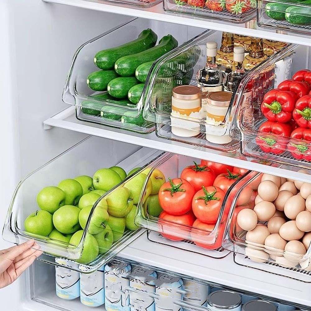 3pcs Large Capacity Refrigerator Storage Box Transparent Open Top Fridge Organizer Box PET Stackable Refrigerator Organizer Bin