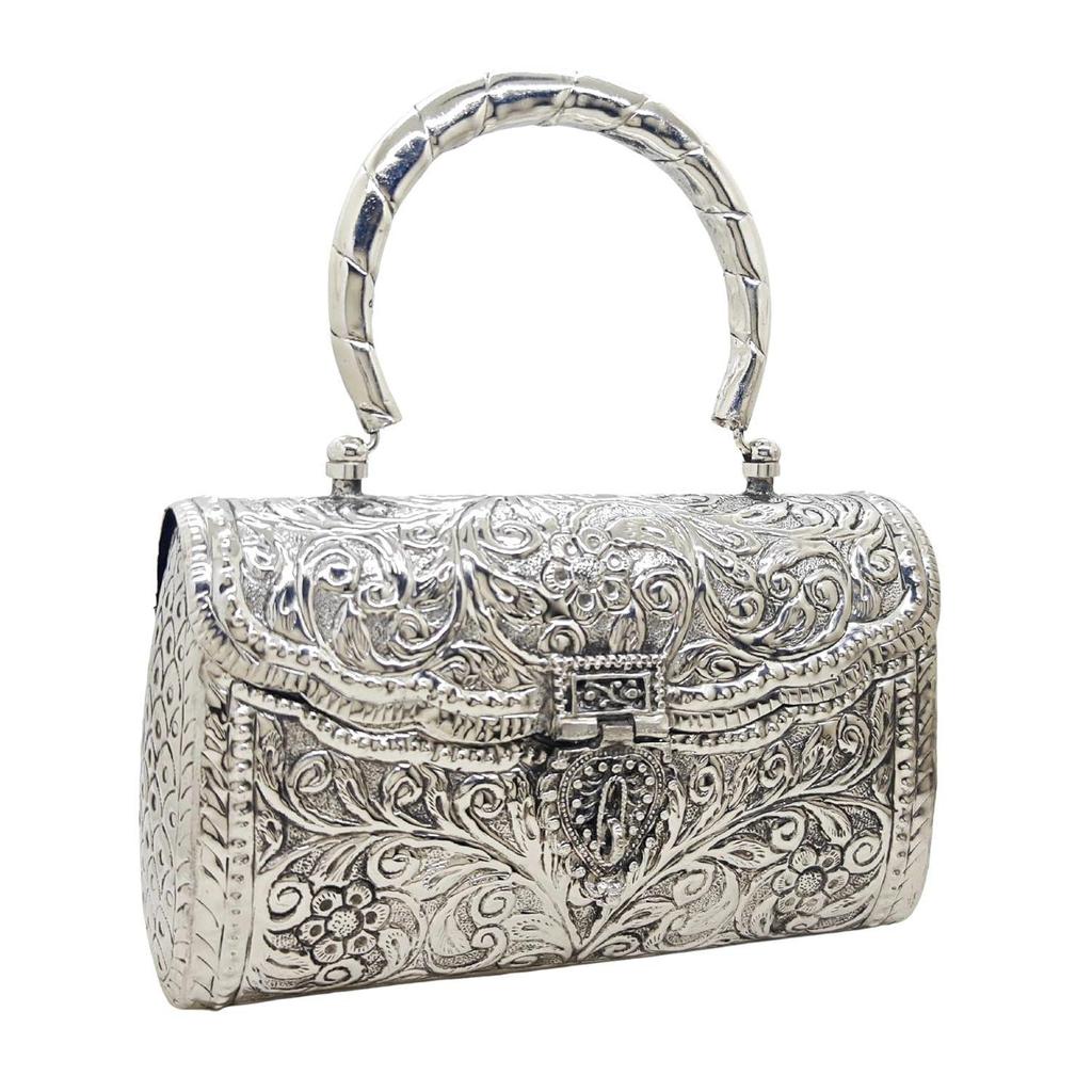 Damen Silbergriff Metall Clutch Hand Cluth