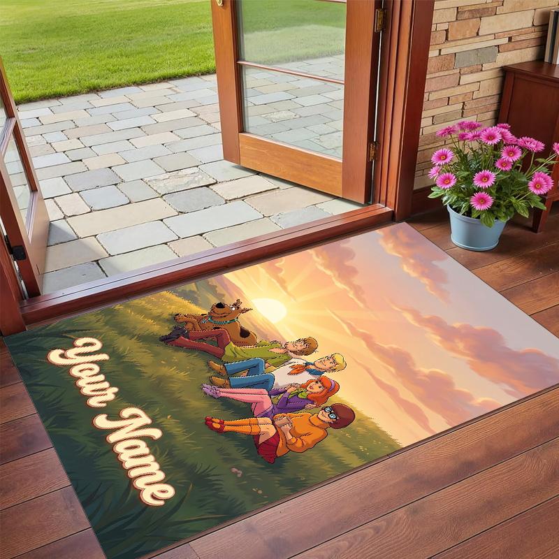 Crystal Velvet Rug Custom Name Text, Soft Non Slip Floor Mat Home DecorScooby-Doo