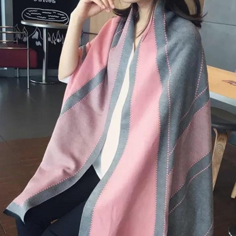 Womens Black White Striped Shawl Scarf Korean Style Wrap Warm Winter Accessory Lightweight Fashionable Outerwear