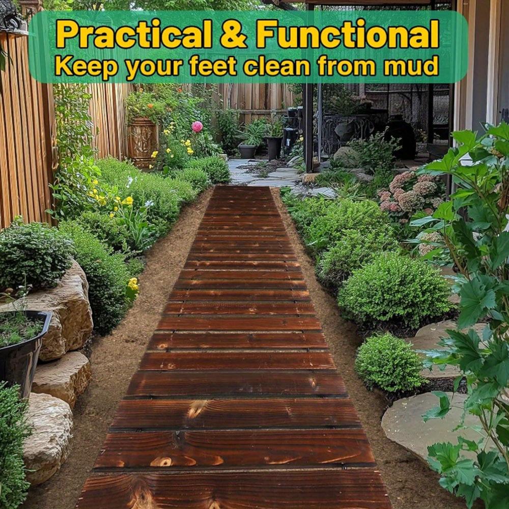 Rustykalna drewniana ścieżka ogrodowa z powierzchnią antypoślizgową - Rozwijany wzór z kłód, Dekoracyjny chodnik zewnętrzny do ogrodu, na plażę, na wesele i na patio