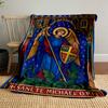 "Saint Michael Defeating Dragon Tapestry"Flannel Blanket for Bedroom, Living Room, Sofa, and Nap