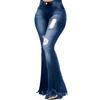 Sexy und vielseitige Mode Slim Fit Ripped Denim Schlaghosen für europäische und amerikanische Damen