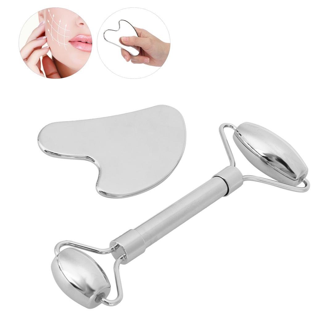 Stainless Steel Facial Roller Gua Sha Tool Face Skin Roller Massager Scraping Board