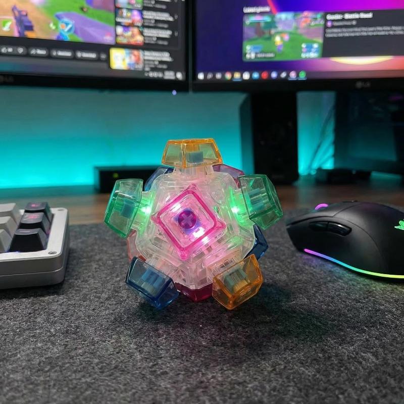 Keyboard Style LED Light Up Keychain Fidget Toy with 12 Clickable Buttons Stress Relief for Kids Backpack Decor