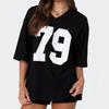 Women's Retro Loose Fit Basic T-Shirt with Digital Print V-Neck Short Sleeve Sports Top