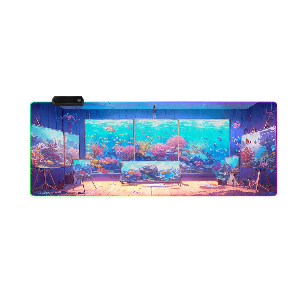 RGB Glowing Cartoon Gaming Mouse Pad - Thick, Non-Slip LED Desk Mat