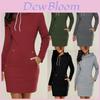Womens Hooded Mini Dress Casual Long Sleeve Sweatshirt Jumper Slim Fit With Pockets