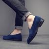 Premium Velvet Cowhide Loafers Men's Korean Version Niche Gentleman Frosted Leather Doudou Shoes Laceless Casual Leather Shoes