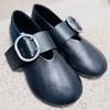 Mary Jane Shoes Women's Spring New Big Head Shoes Women's Retro Small Leather Shoes Belt Buckle One Pedal Casual Single Shoes