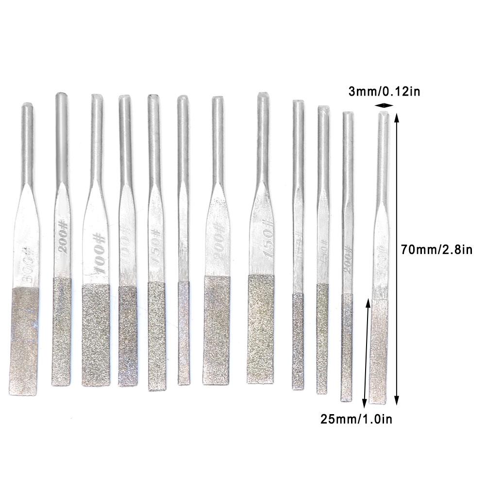 12pcs 3mm Shank Taper Machine Diamond Files for Reciprocating Grinding